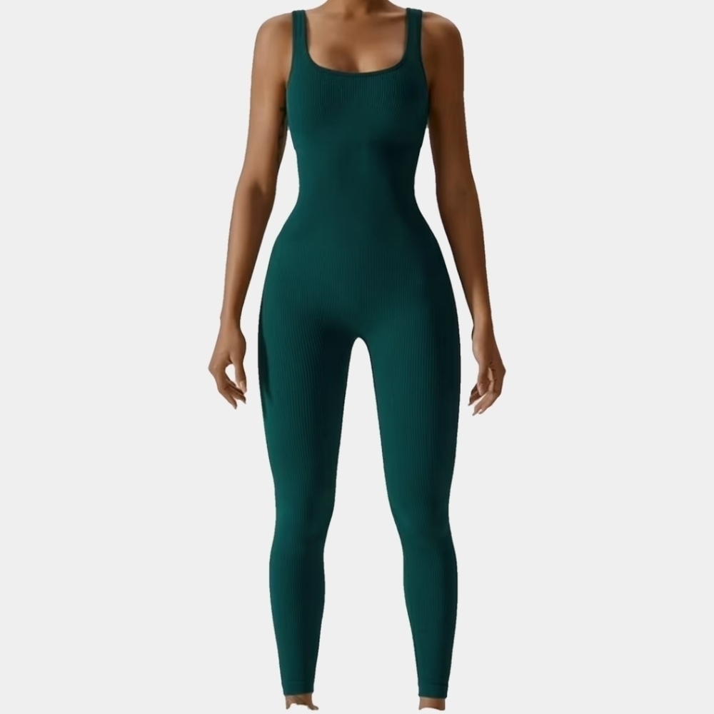 Full Body Seamless Dark Green Yoga/Gym/Workout Jumpsuit Size M